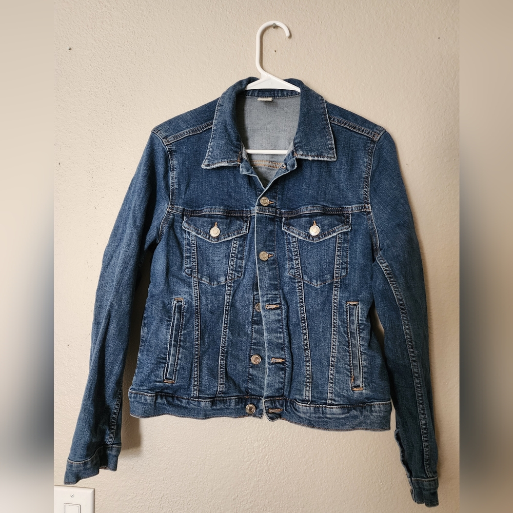 H&M Denim Jacket, Women's Size 14 H&M Crop Dark Blue Jean Jacket
